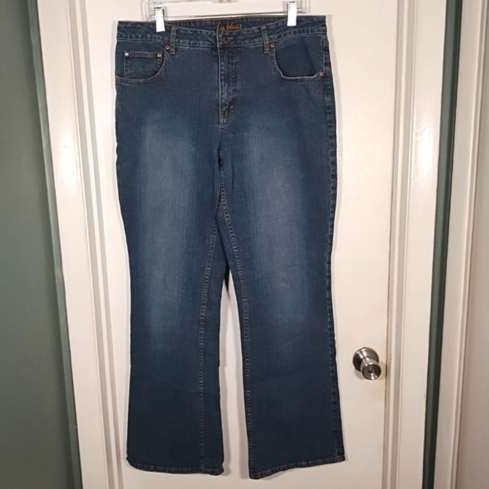 LA Blues Stretch Bootcut Jeans Women's 16 Dark Wash High Rise Denim Vtg